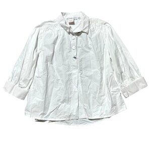 Gretchen Scott Women's XL Button-Down White Blouse 3/4 Sleeve
